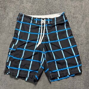 Billabong Board Shorts Mens 36 Black Blue Grid Windowpane Cargo Surf Trunks